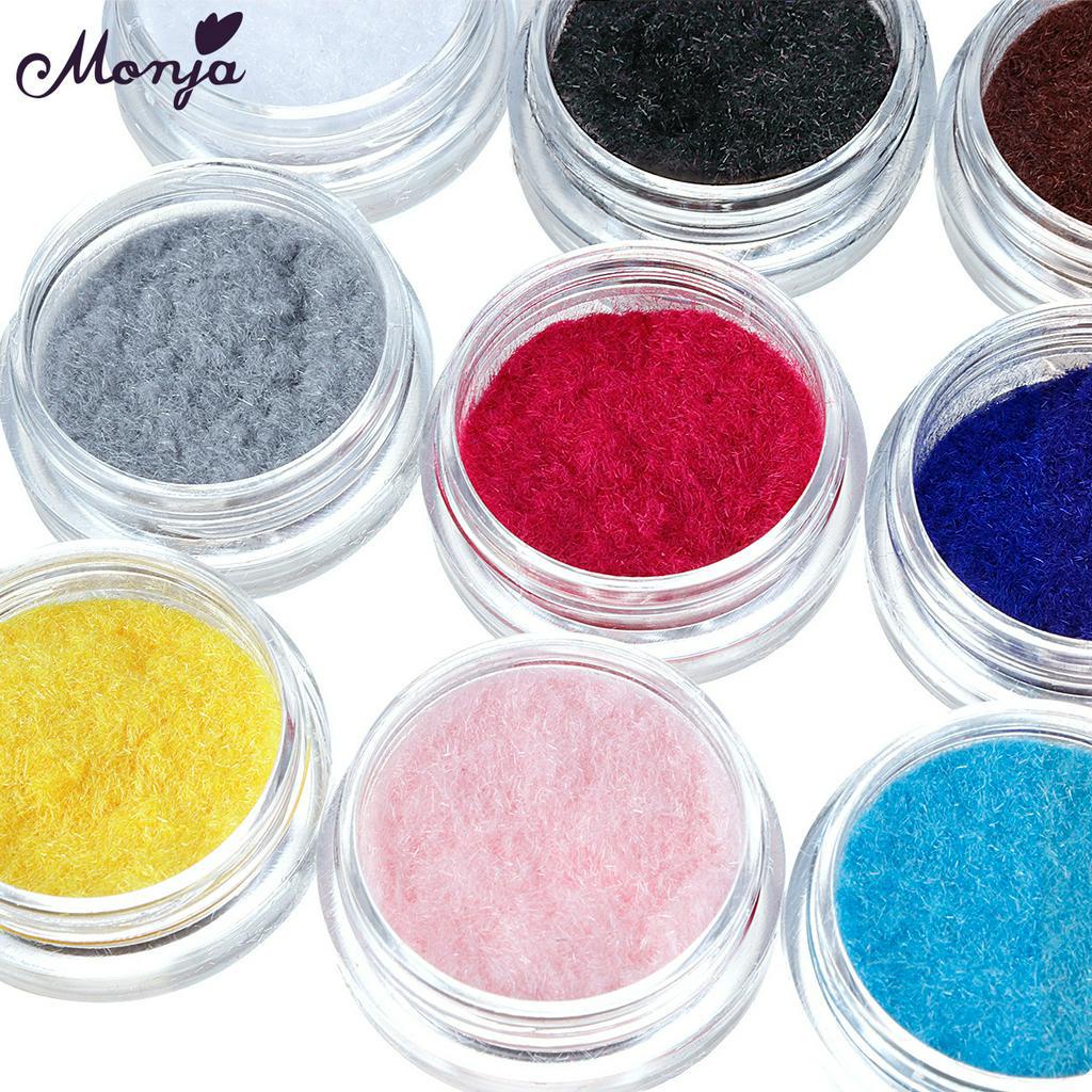 MONJA [Hàng mới về] Set 12 hũ lông nhung đính móng trang trí thời trang nghệ thuật