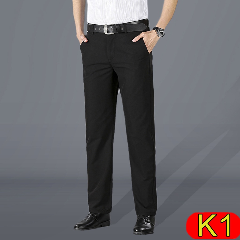 Quần Kaki Nam Trung Niên Dáng Âu, Ống Đứng, Co Dãn, Quần Tây Nam Công Sở