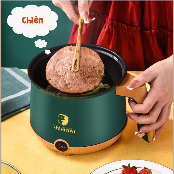 Ca lẩu mini 2L cắm điện - Nồi lẩu mini đa năng chống dính gia dụng Hồng Quế