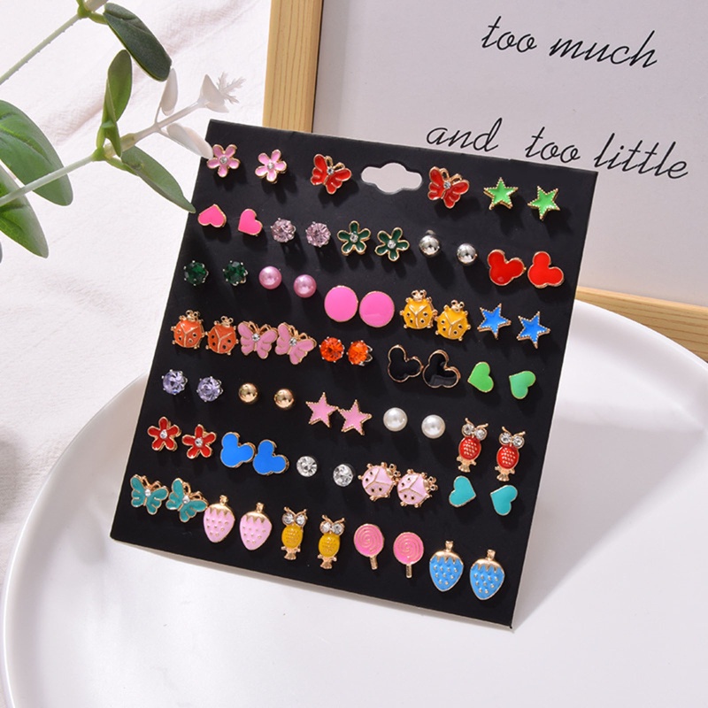 Set 33 Đôi Khuyên Tai Dễ Thương Không Gây Dị Ứng Cho Nữ