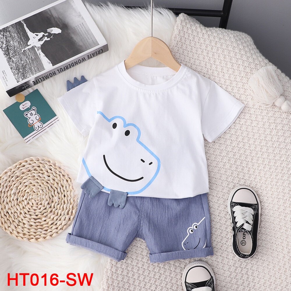 0 - ⚡ SIÊU SALE ⚡ - Bộ bé trai mùa hè, chất cotton đẹp thoáng mát. In hình hà mã dễ thương - HT016