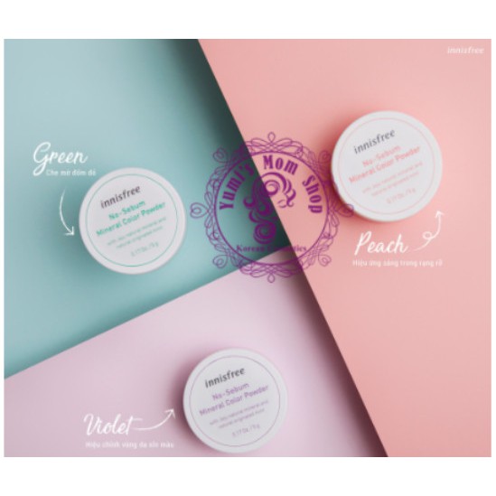 Phấn phủ kiềm dầu dạng bột khoáng có màu innisfree No Sebum Mineral Color Powder 5g