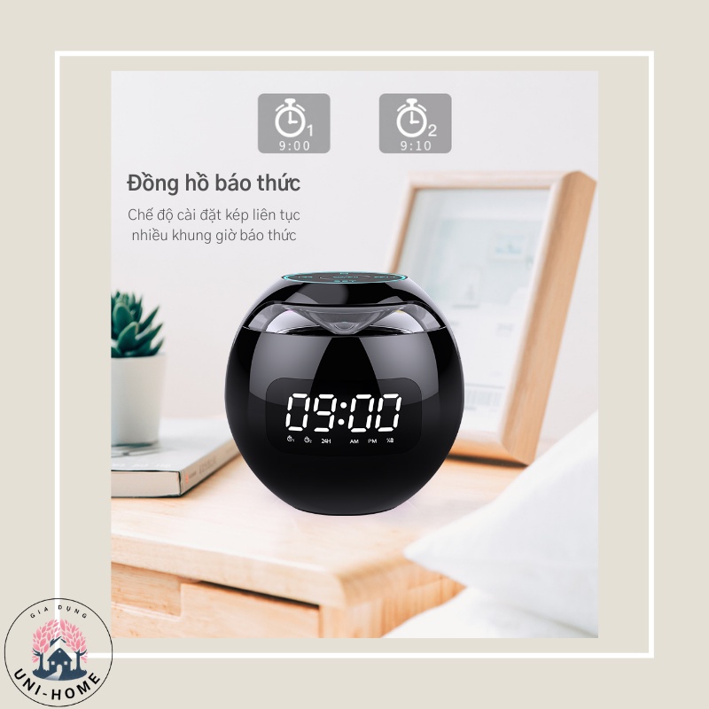 Loa Bluetooth Kiêm Đồng Hồ Báo Thức Nhỏ Gọn Dễ Thương - Loa Bluetooth Mini Có Đèn Led Chính Hãng Nghe Nhạc