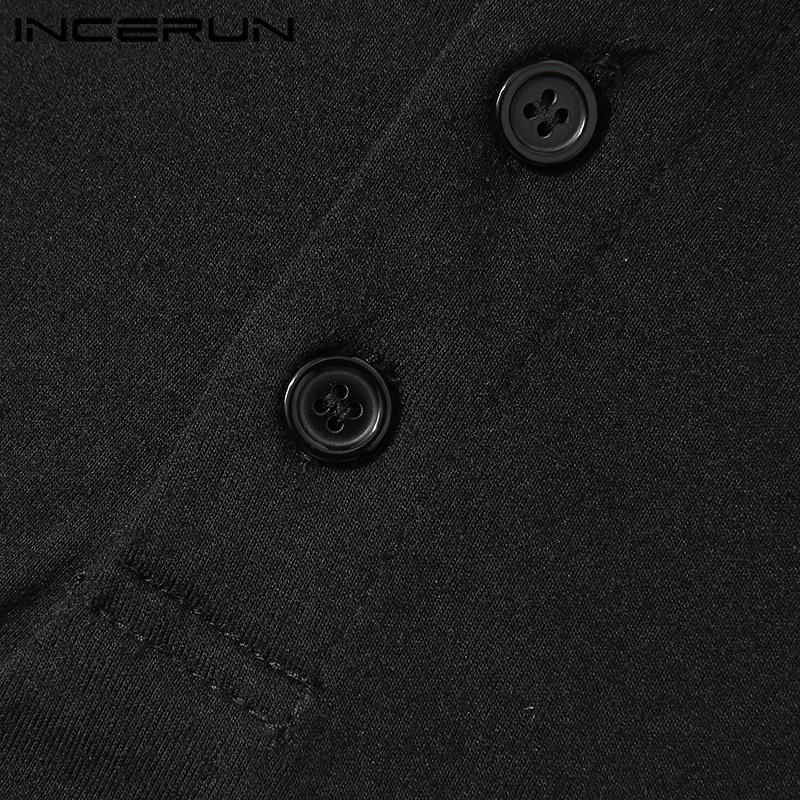 INCERUN Áo Thun Polo Tay Ngắn Dáng Rộng Phối Tua Rua Thiết Kế Đơn Giản Thời Trang Cho Nam