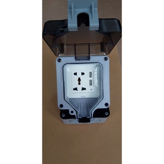 Bộ ổ cắm 5 chấu + ổ USB chống thấm nước IP66 (thương hiệu DoBo, Gelan, Simon, Schneider)