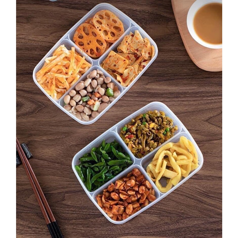 Hộp chia 4 ngăn 710ml nắp dẻo