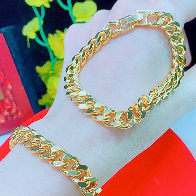 Lắc tay nữ kiểu xích màu vàng 18 cao cấp