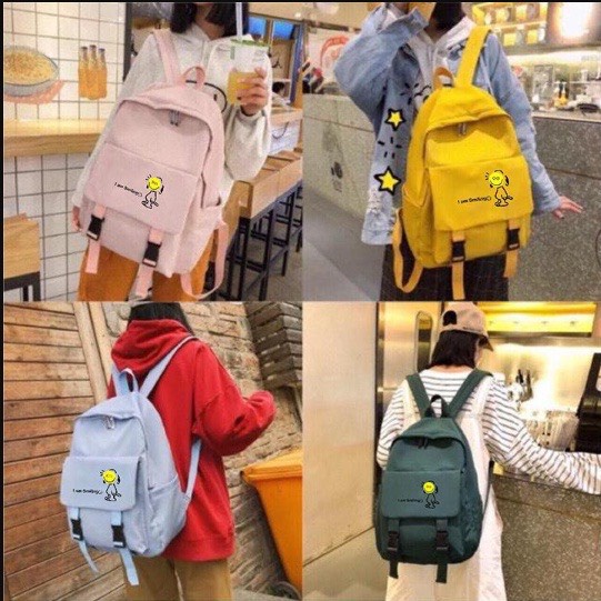 Balo Nam Nữ Thời Trang Hàn Quốc, Balo Ulzzang Basic Trơn đi học đi chơi