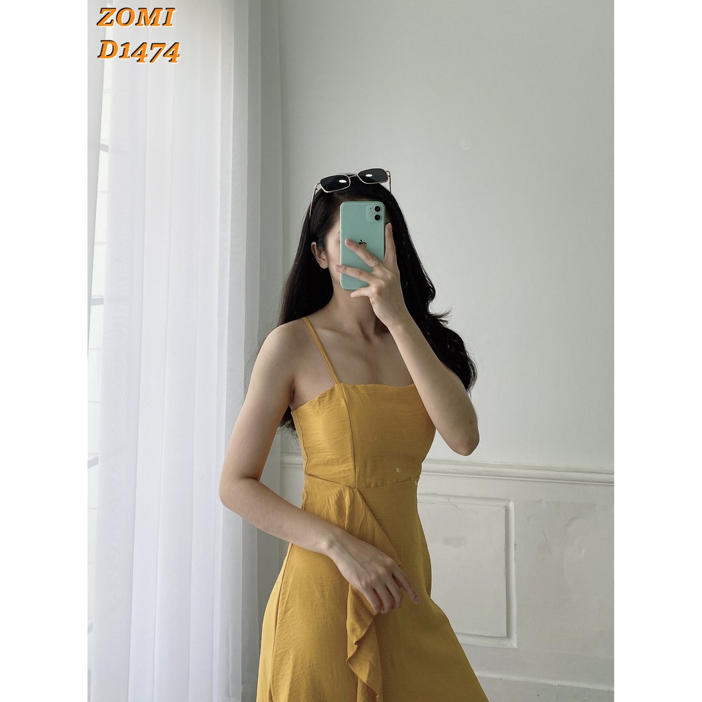 Đầm maxi hai dây xẻ bèo hack chiều cao thiết kế ZOMI D1474 | BigBuy360 - bigbuy360.vn
