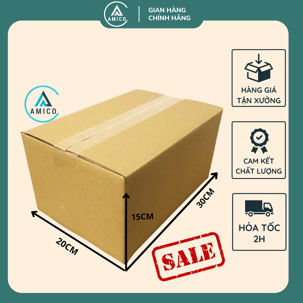 Hộp Carton Amico 30x20x15 Đóng Hàng Giày Dép, Quần Áo Giải Pháp Đóng Hàng Siêu Tiết Kiệm