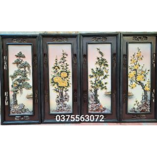 Sale cực sốc: Bộ tranh tứ quý gốm Bát tràng