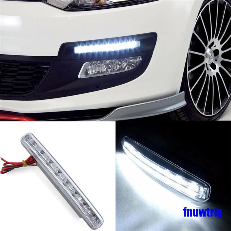 [COD]Car Light 8 LED DRL Fog Driving Daylight Daytime Running White Lamp