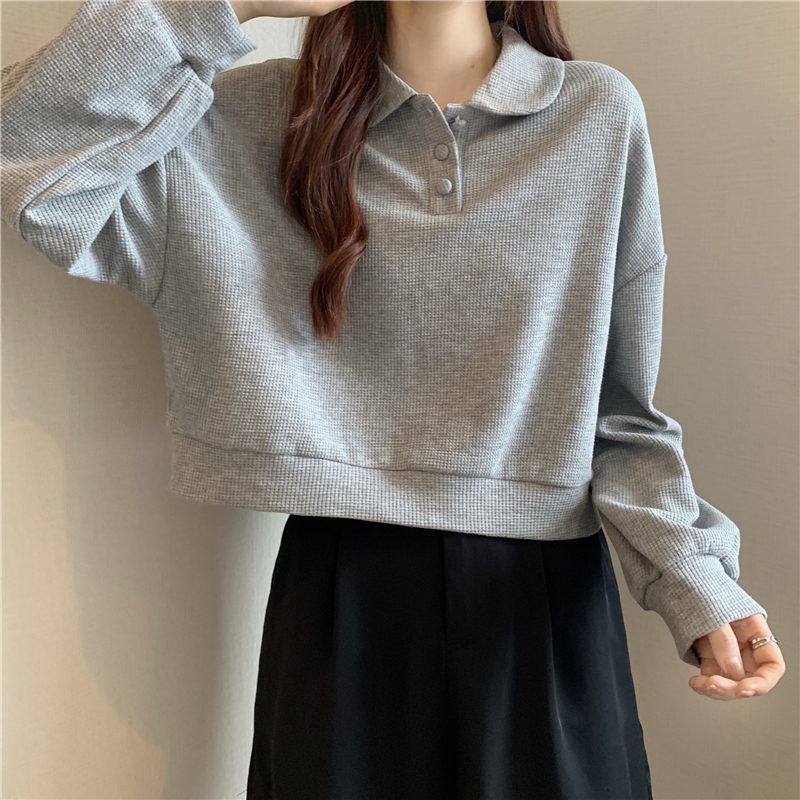 Áo Sweater tay dài dáng rộng cổ polo thời trang mùa thu 0323 | BigBuy360 - bigbuy360.vn