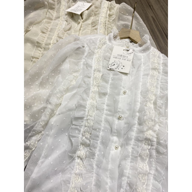 [Mã WASKT304 giảm 15% tối đa 30K đơn 99K] Áo sơ mi ren hạt sang chảnh | BigBuy360 - bigbuy360.vn