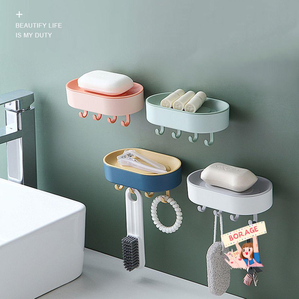 Khay Đựng Xà Phòng Gắn Tường Có Móc Treo Tiện Dụng Cho Phòng Tắm / Nhà Bếp