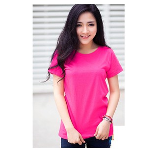 ÁO THUN TRƠN CỔ TRÒN MÀU HỒNG ĐẬM TAY NGẮN NAM NỮ ( CÓ CẢ SIZE EM BÉ ) AOUN13