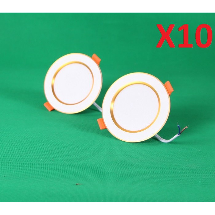 Combo 20 Đèn Led âm trần đổi màu 3w viền vàng, viền bạc, đèn mắt trâu, đèn phòng ngủ, đèn trang trí