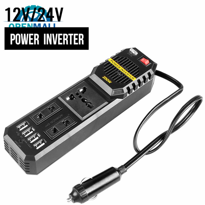 Máy biến tần 200W 12V 220V DC AC 4USB 3.1A chất lượng cao cho xe hơi