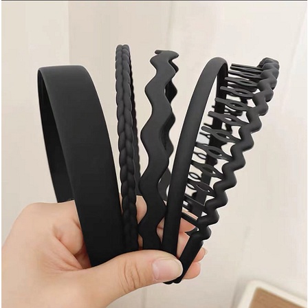 Bộ 5 Băng Đô Cài Tóc Màu Đen Bằng Nhựa Resin Phong Cách Hàn Quốc Thời Trang Cho Nam Và Nữ
