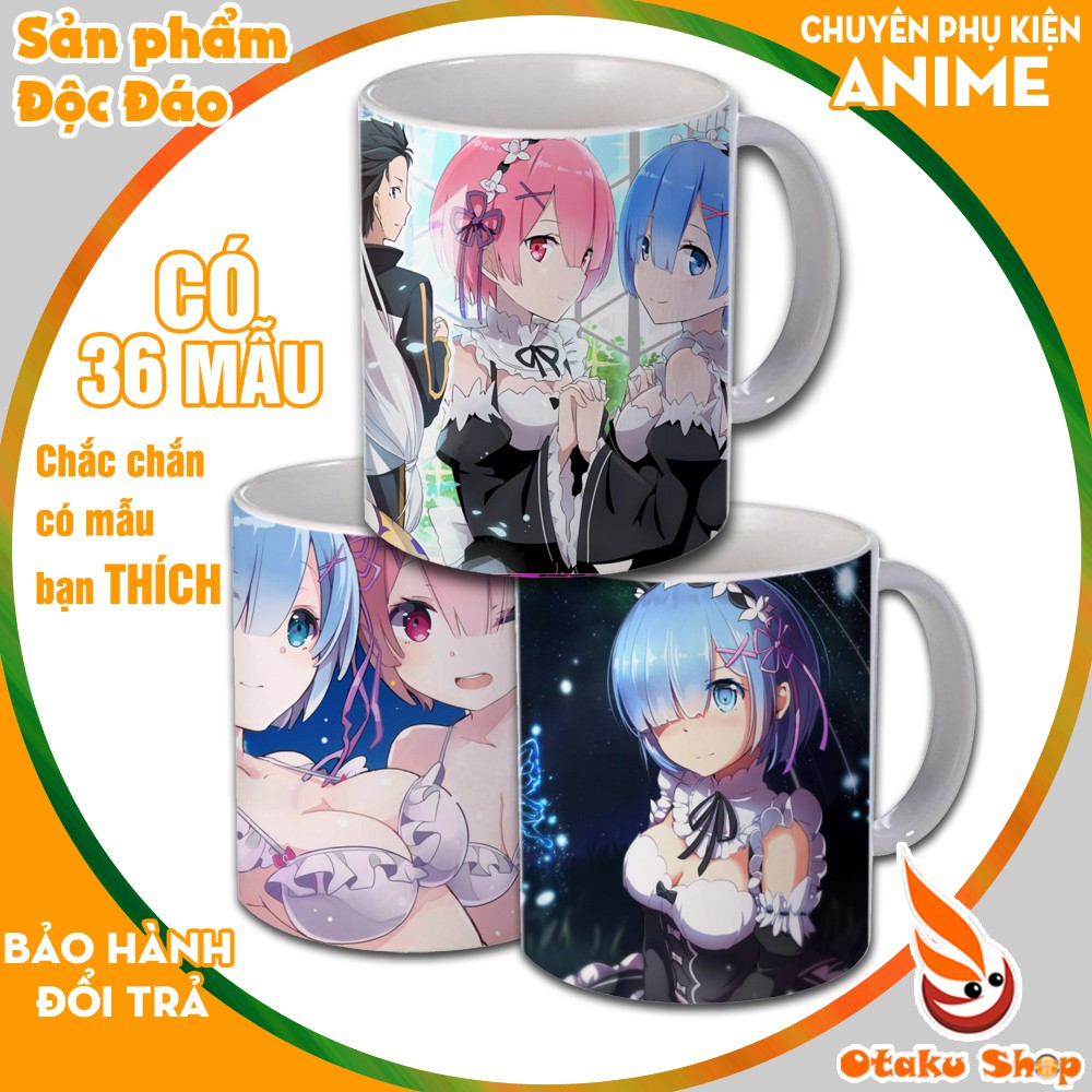 {36 Mẫu} Ly sứ in hình Anime Re Zero Ram Rem, Cốc uống nước đẹp làm quà tặng đặc biệt giá trị và ý nghĩa