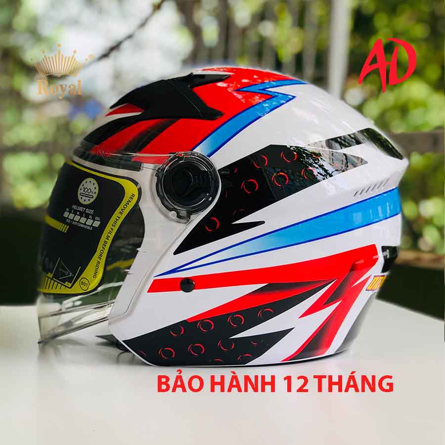 Mũ bảo hiểm 3/4 Royal M268 có 2 kính chính hãng Dragon boy, freeship toàn quốc