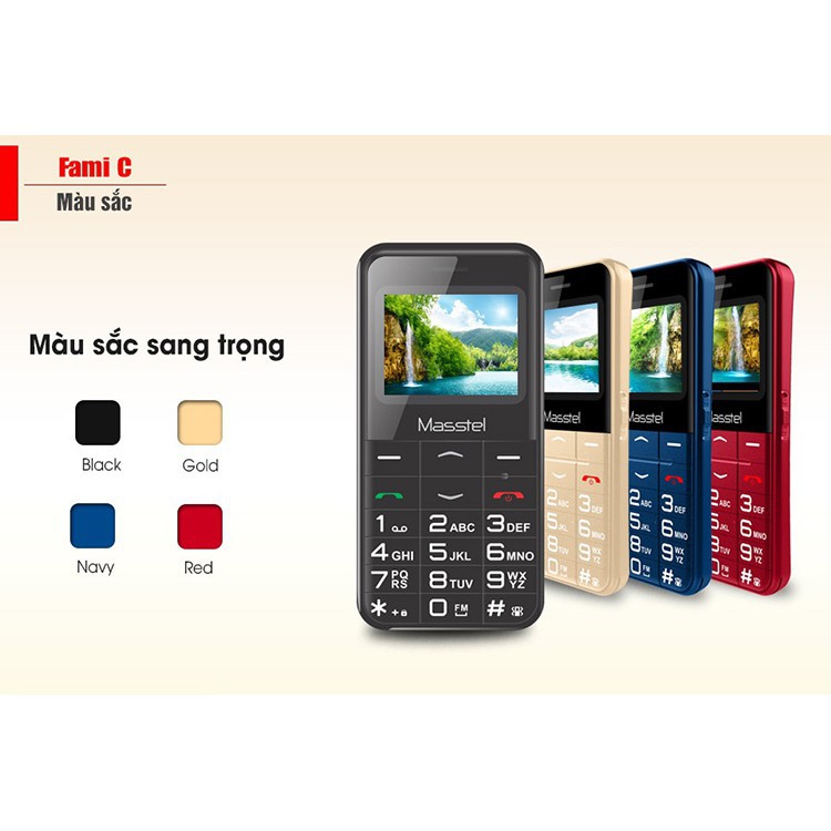 [LN12334]  ĐIỆN THOẠI MASSTEL FAMI C (2 SIM - LOA TO - BÀN PHÍM LỚN) CHO NGƯỜI GIÀ