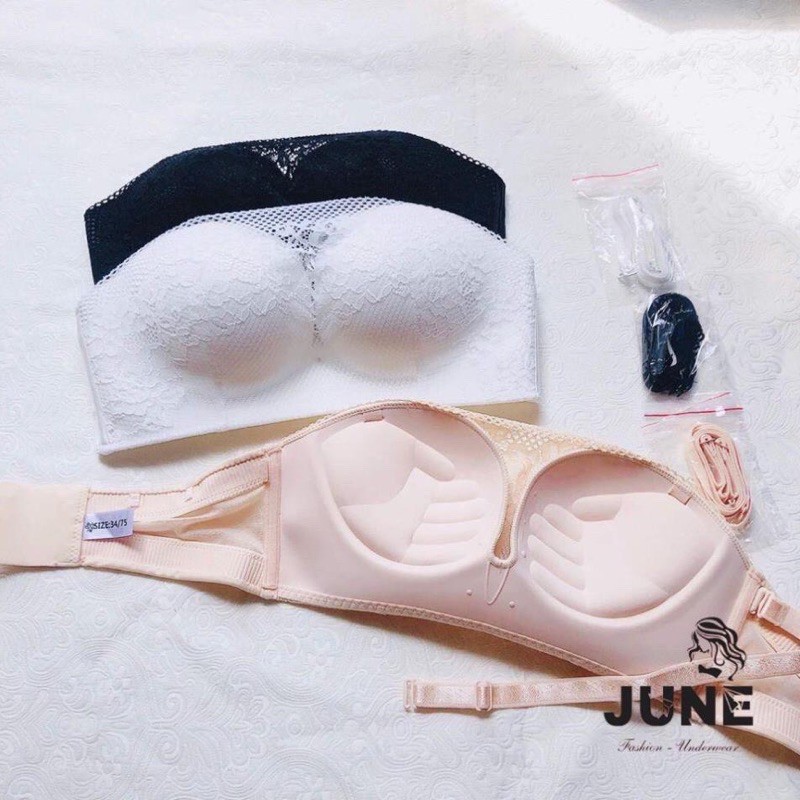 Áo quây ren không dây lót su bàn tay nâng đẩy ngực chống tụt(MS07)