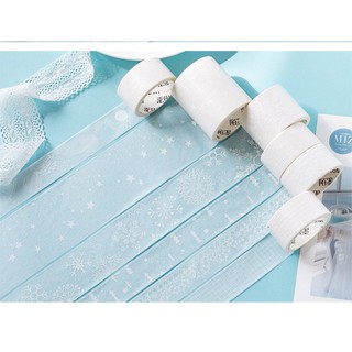 Băng dính trang trí washi tape màu trắng WA012