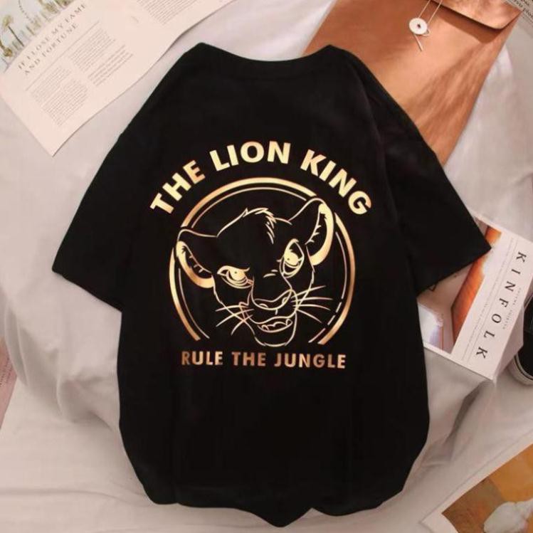 Áo phông THE LIONN KINGG đen trắng cực chất [FREESHIP] Áo unisex, áo thun đôi nam nữ đen trắng from rộng, vải cotton