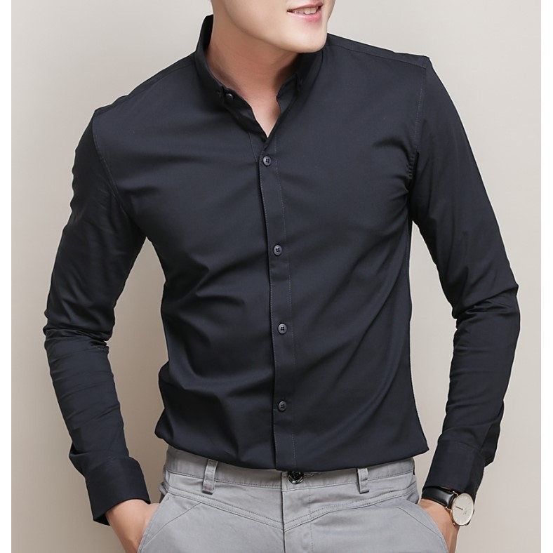 Áo sơ mi nam 2 màu trắng đen, áo dài tay nam body chất liệu cotton thoáng mát - ANPAZA | BigBuy360 - bigbuy360.vn