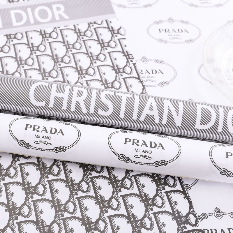 Giấy Gói Hoa Hoạ Tiết Chữ Dior, Prada Cực Đẹp Cứng Cáp Màu Sắc Rõ Nét