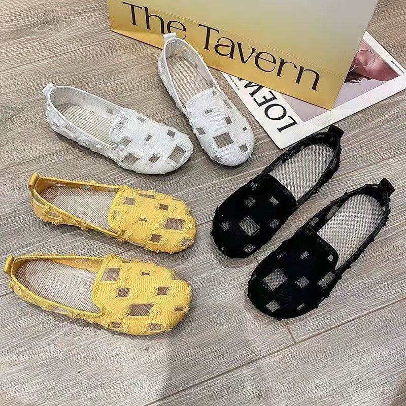 Giày Búp Bê Vải Lanh Đế Bằng Đục Lỗ Thoáng Khí Thời Trang Mùa Hè Hàng Mới 2022 Dành Cho Bạn Nữ