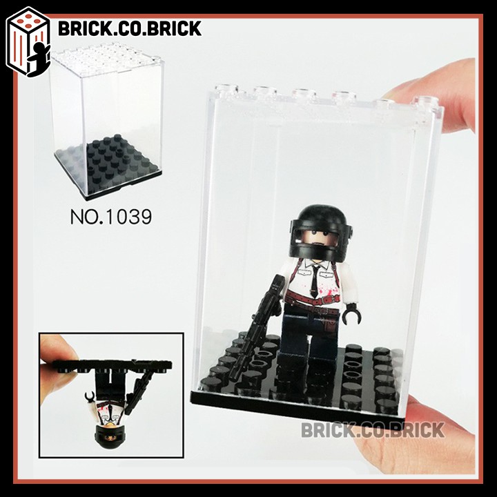 Hộp trưng bày - Hộp mica đựng non lego và mini- figures trong suốt đế đen, kính dày, loại nhỏ đựng 1 mini-fig
