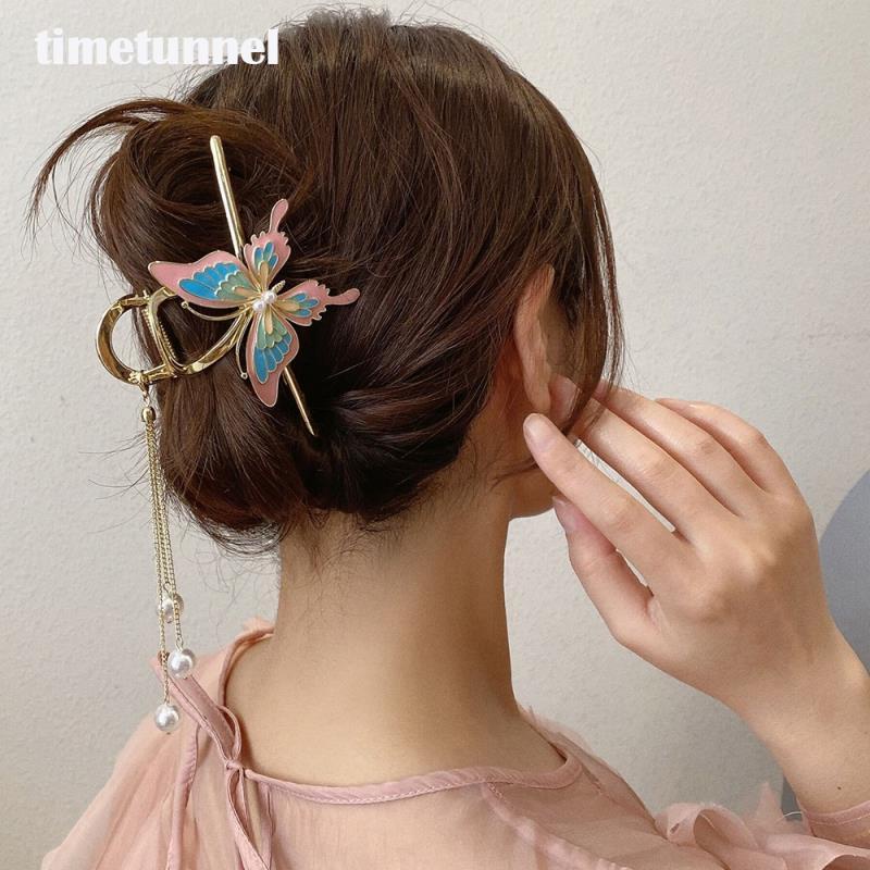 Kẹp Tóc Bướm Kim Loại Đính Ngọc Trai Nhiều Màu Thời Trang Hàn Quốc