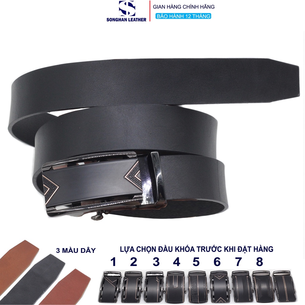 Dây Thắt Lưng Da Bò Nguyên Tấm, DâyNịt Nam Da Bò Khóa Tì Cao Cấp Nhiều Mẫu Songhan Leather MB01, Bảo Hành 12 Tháng