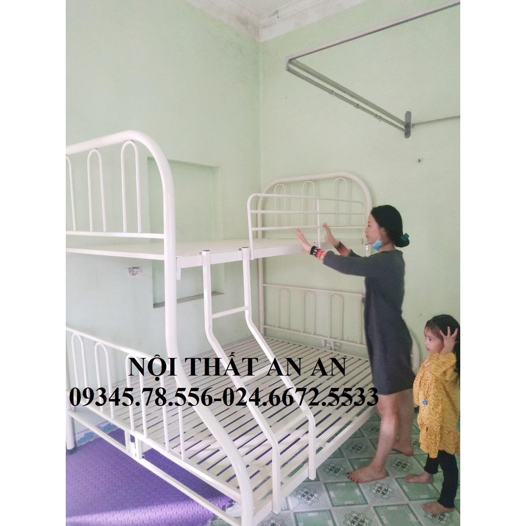 Giường sắt 2 tầng lệch 1m2/1m6 cho gia đình,fs nội thành Hn