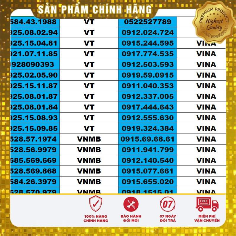 Siêu sale_ SIM SỐ ĐẸP 5 MẠNG ĐỒNG GIÁ 799K – TỨ QUÍ , TAM HOA , THẦN TÀI , LỘC PHÁT, PHONG THỦY , NĂM SINH