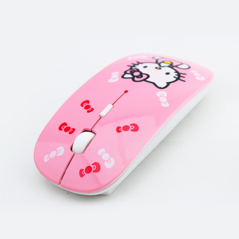 chuột không dây Mini Siêu Mỏng In Hình Hello Kitty Doraemon 2.4g