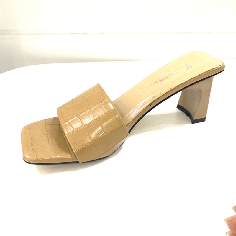 Dép cao gót nữ đế vuông thời trang dáng guốc sandal cao 6 phân quai ngang mũi vuông cao cấp T.T189