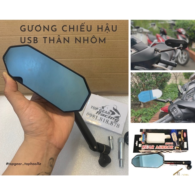 Gương Chiếu Hậu Xe Máy - Gương CNC USB &lt;TOPGEAR&gt;