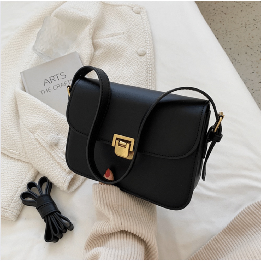 Hàng chuẩn QC - Túi đeo chéo dáng vuông vintage trẻ trung khoá gập thanh lịch - Basic.Shine mã BS01 - Hàng