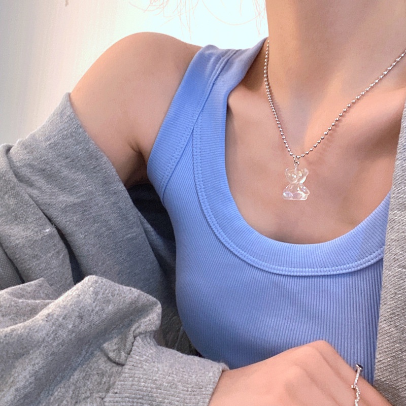 Dây chuyền mặt gấu trong suốt nhiều màu thiết kế mới của TrangSucsg