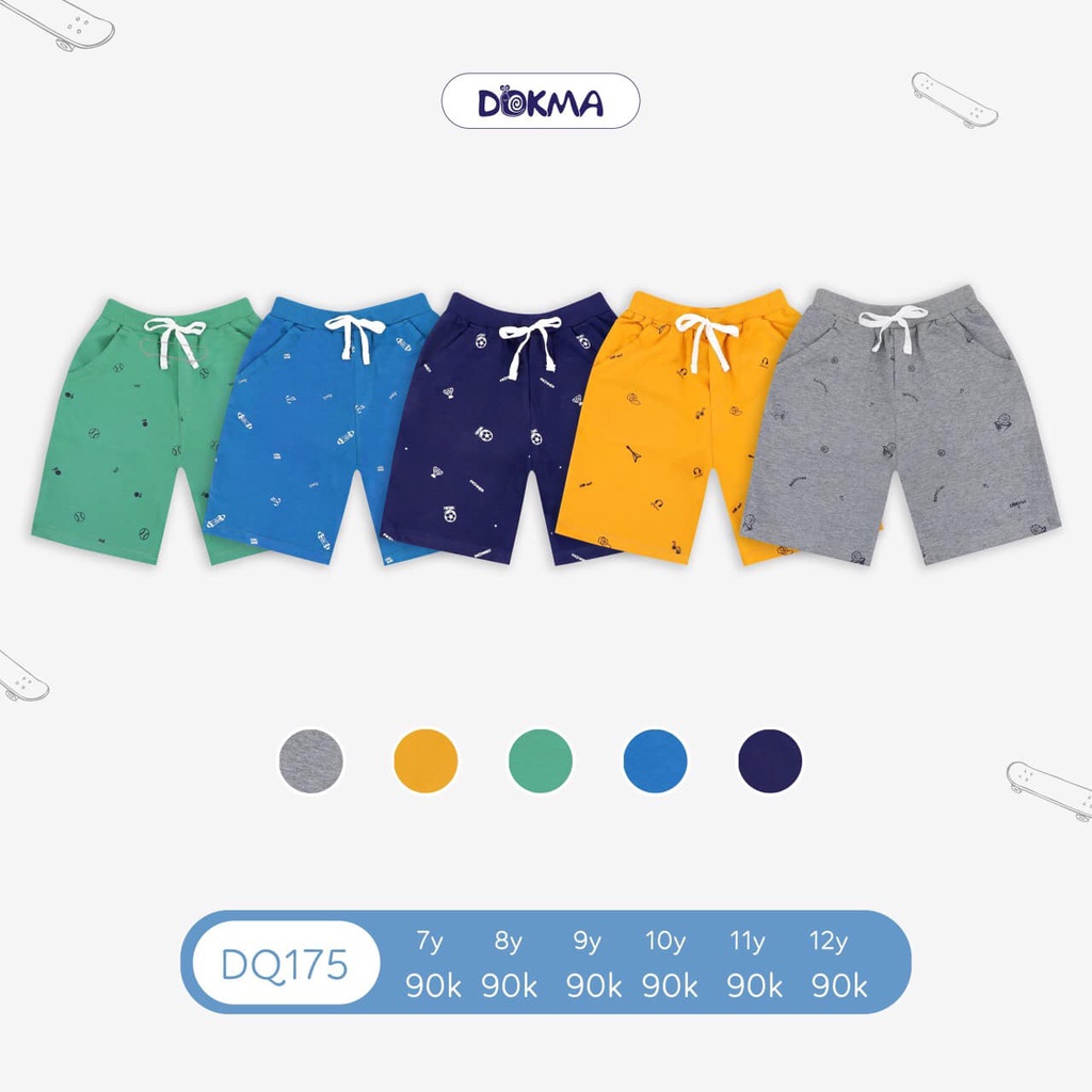 Quần ngố bé trai Quần đùi quần cộc họa tiết Dokma DQ175z 7y -12y
