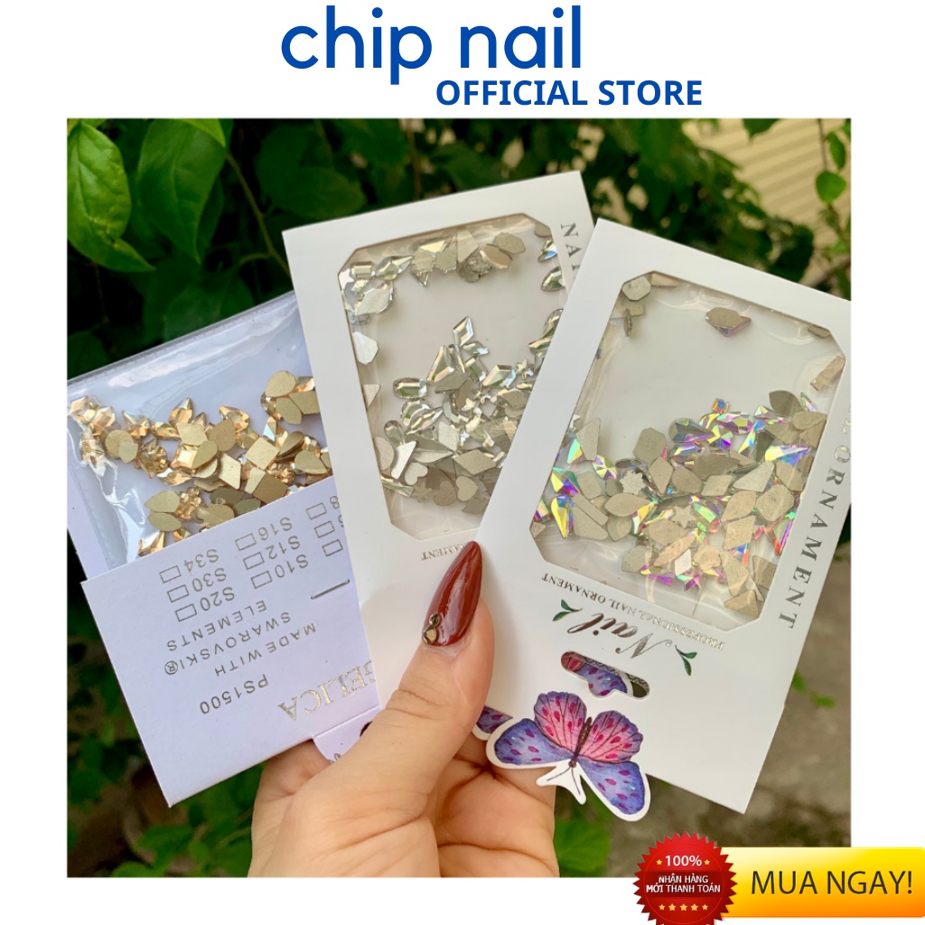 Đá khối nail chân bằng mix 100 viên đính móng các màu hót nhất