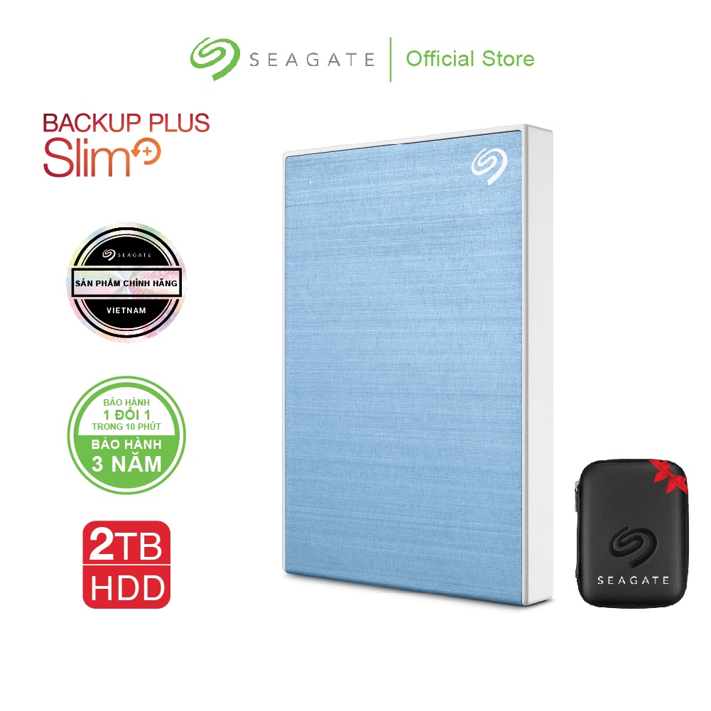 [Mã 254ELSALE giảm 7% đơn 300K] Ổ cứng di động Seagate Backup Plus Slim 2TB (Xanh 2TB)