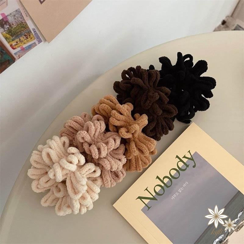 【kifli】Dây buộc tóc cao su bọc lông nhung tinh tế phong cách Hàn Quốc đơn giản cho nữ