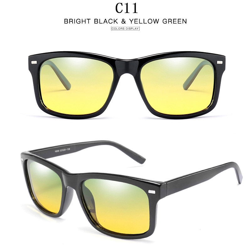 Kính râm gọng vuông phân cực phong cách thể thao dùng lái xe ban đêm cho nam và nữ