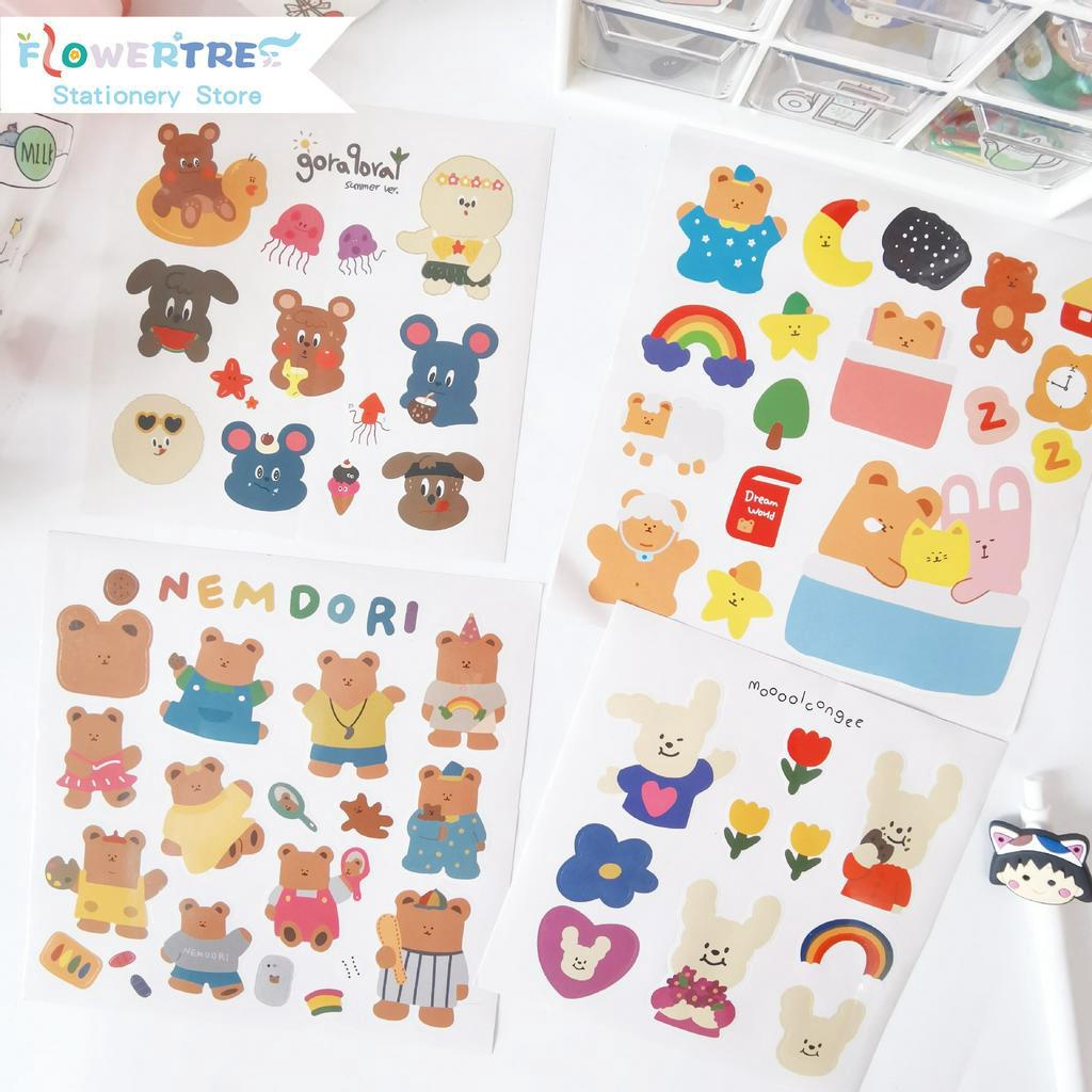 Miếng Dán Flowertree Sticker Hình Động Vật Đáng Yêu Trang Trí Nhật Ký