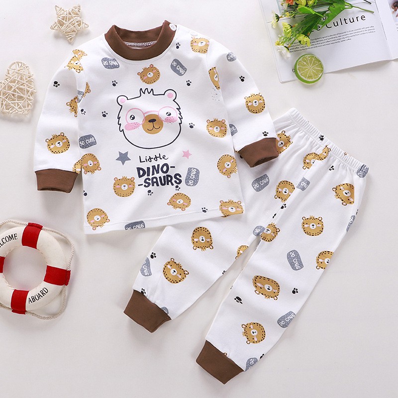 Bộ Pijama Dài Tay In Họa Tiết Dễ Thương Cho Bé