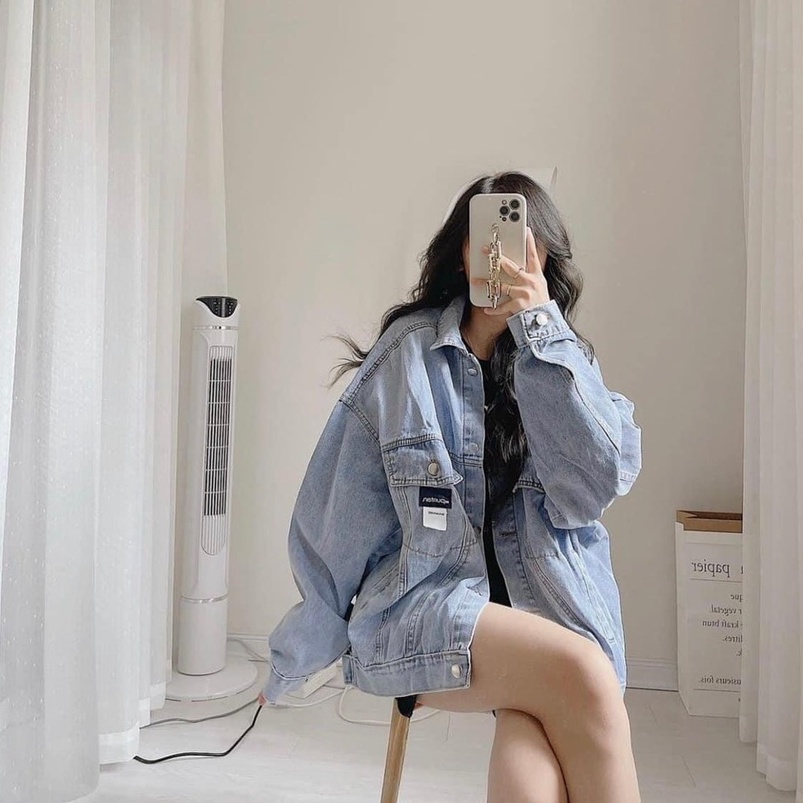 Áo Khoác Nữ Jean UNISEX Form Rộng Nữ - Áo khoác bò Denim nữ form rộng suông street style chống nắng basic Hàn Quốc